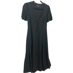 Reformation Locklin Black Button Front Midi Dress